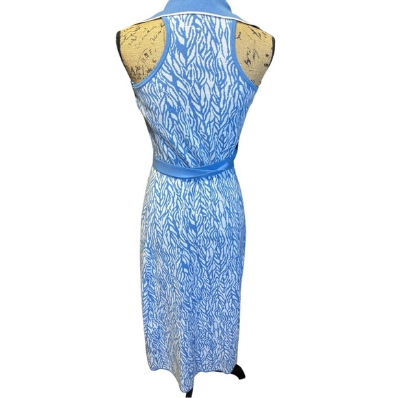 DIANE VON FURSTENBERG Target XS Collab Blue White Sleeveless Midi Wrap Dress - Picture 4 of 8